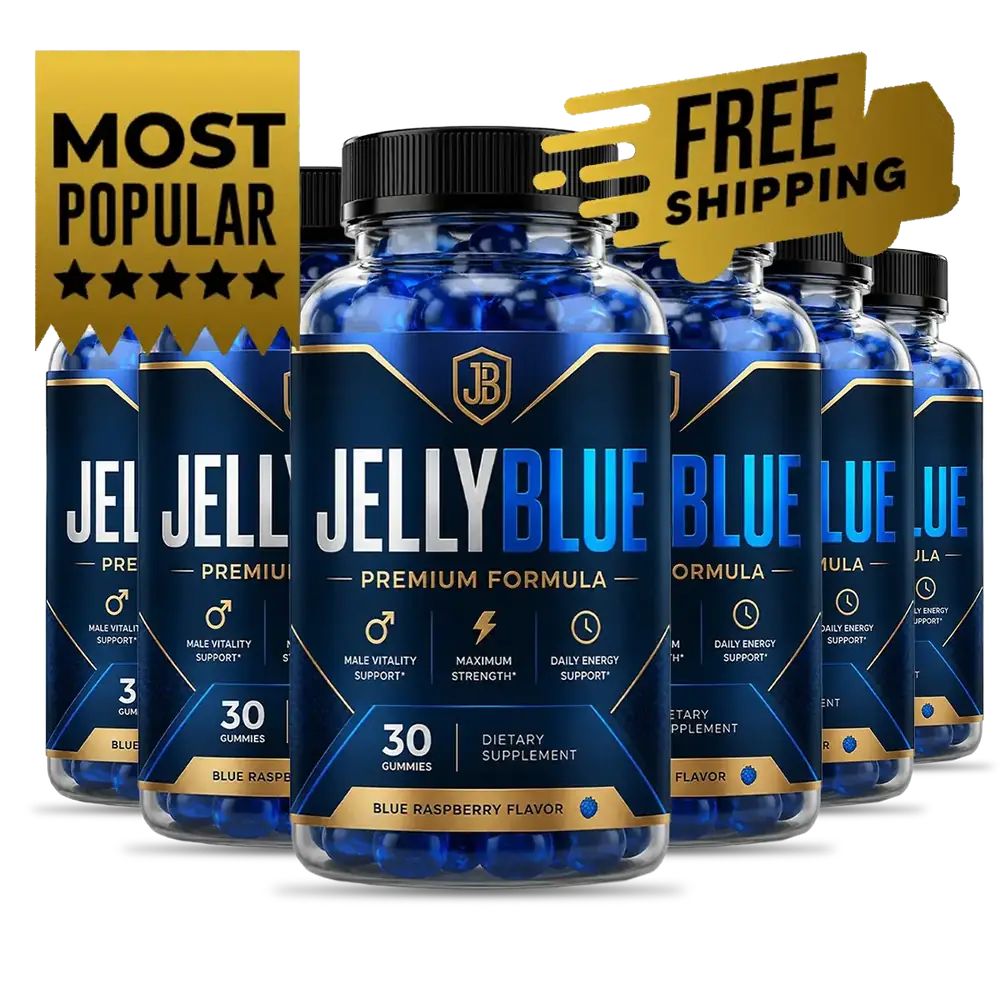 Six bottles of Jellyblue, marked most popular