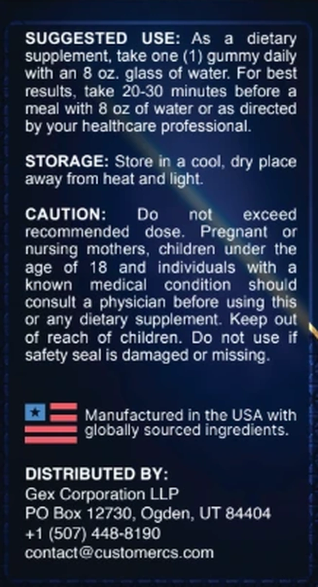 Jellyblue label: suggested use, storage, caution and distributor